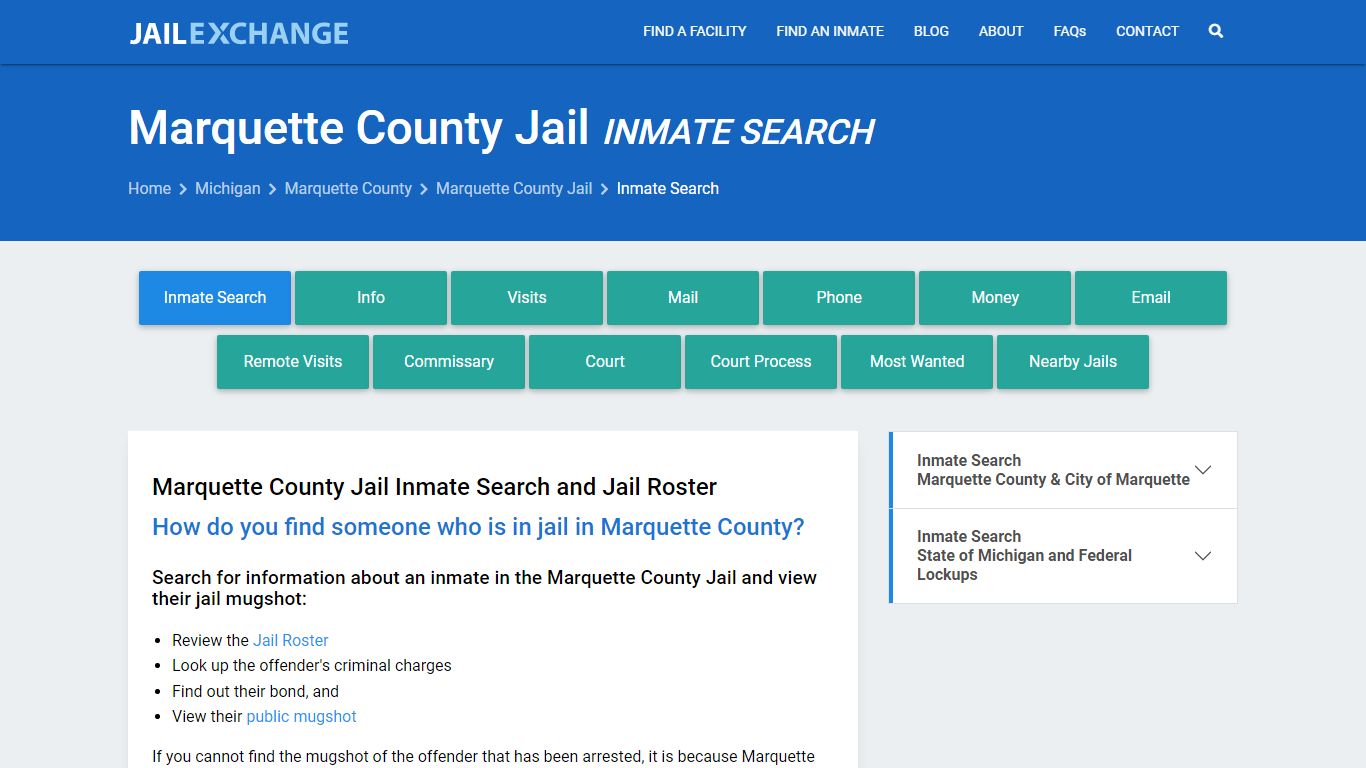 Inmate Search: Roster & Mugshots - Marquette County Jail, MI