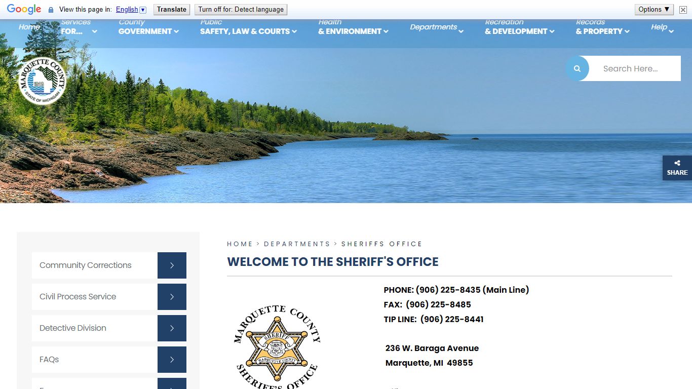 Welcome to the Sheriff's Office - Marquette County, Michigan